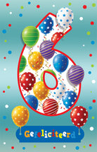 6 jaar verjaardagskaart - gefeliciteerd - ballonnen