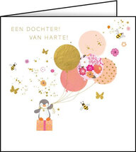 geboortekaart gold leaf - een dochter van harte