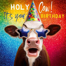 verjaardagskaart rapture - holy cow it's your birthday - koe