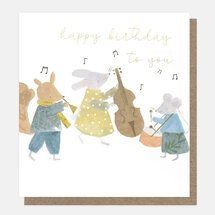 verjaardagskaart caroline gardner - happy birhtday to you - muziekband van dieren