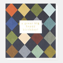 verjaardagskaart caroline gardner - a great big happy birthday - ruiten op blauw