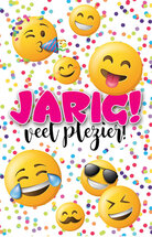 verjaardagskaart - jarig veel plezier - emoticons