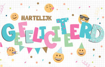 felicitatiekaart - hartelijk gefeliciteerd - emoticons