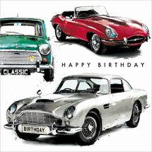 verjaardagskaart woodmansterne -  happy birthday - auto's