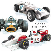 verjaardagskaart woodmansterne -  happy birthday - race auto