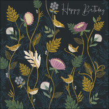 verjaardagskaart woodmansterne - happy birthday - bloemen blauw