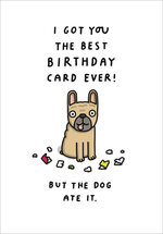 verjaardagskaart woodmansterne - the dog ate it