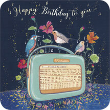 vierkante verjaardag ansichtkaart met envelop van Jehanne Weyman - radio