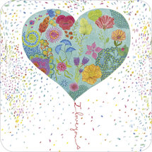 vierkante ansichtkaart met envelop van Elisa Rochetain - I love you - hartballon 