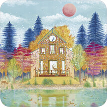 vierkante ansichtkaart met envelop van jehanne weyman - huis aan het water