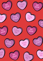 wenskaart sugar rush - kiss me be mine forever - hartjes