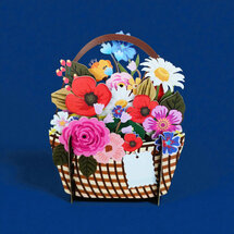 3d pop-up kaart miniature pop-up - bloemenmand