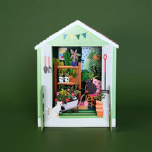 3d pop-up kaart miniature pop-up - tuinschuur