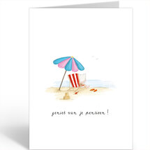 wenskaart - geniet van je pensioen - strand