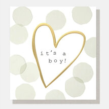 wenskaart caroline gardner - it's a boy - blauwe confetti