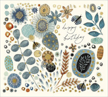 verjaardagskaart woodmansterne - happy birthday - blauwe en bruine takjes