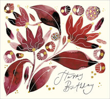 verjaardagskaart woodmansterne - happy birthday - rode bloemen