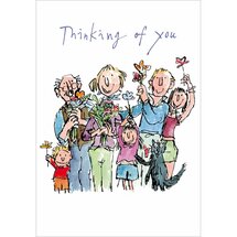 wenskaart woodmansterne - thinking of you - mensen met bloemen