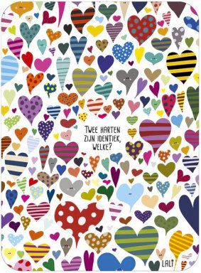 ansichtkaart - lali - zoekplaatje - identieke harten
