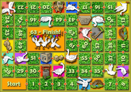 zoekopdracht - ansichtkaart  -  ganzenbord