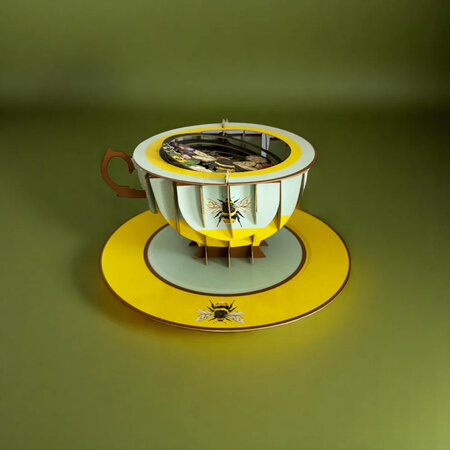3D pop up wenskaart - a cup of tea - bij