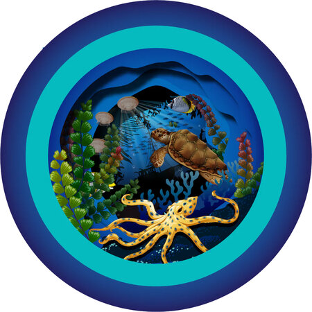 3D pop up wenskaart - a cup of tea - zeedieren