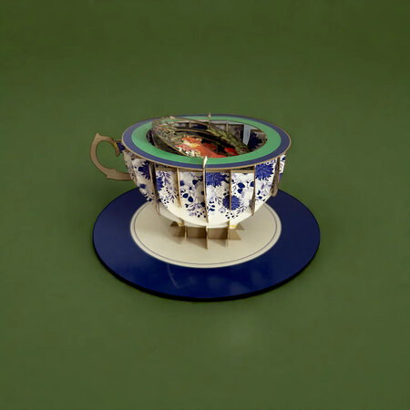 3D pop up wenskaart - a cup of tea - vos