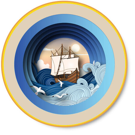 3D pop up wenskaart - a cup of tea - zeilboot