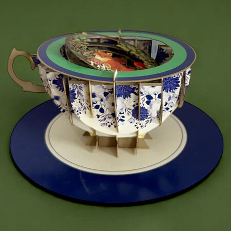 3D pop up wenskaart - a cup of tea - vos