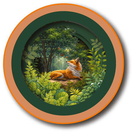 3D pop up wenskaart  - a cup of tea - vos in het bos