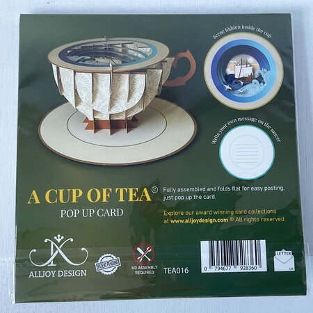 3D pop up wenskaart  - a cup of tea - roeien in maanlicht