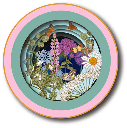 3D pop up wenskaart  - a cup of tea - wilde bloemen met vlinders