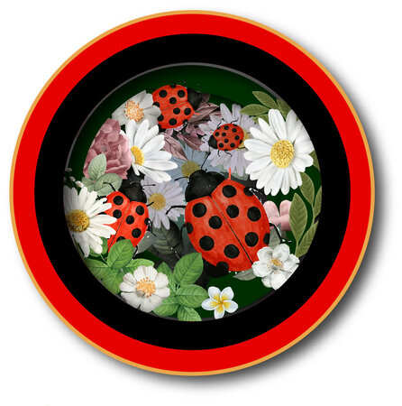 3D pop up wenskaart  - a cup of tea - lieveheersbeestjes op bloemen