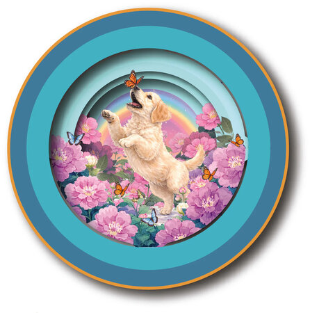 3D pop up wenskaart  - a cup of tea - puppy