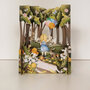 3d pop-up kaart miniature greetings - meisje met ballonnen in het bos