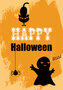 ansichtkaart - happy halloween - spookje spin en zwarte kat