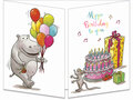 uitklapbare verjaardagskaart cache-cache - hippo birthday to you... - nijlpaard