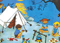 grote ansichtkaart a4 - pippi langkous - kamperen