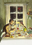 ansichtkaart pettson en findus - kerstdiner