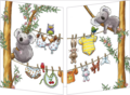 uitklapbare wenskaart cache-cache - babykleertjes aan waslijn - koala