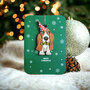 luxe kerstkaart met houten kerstboom hanger - merry christmas - xmas hond