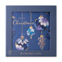 8 luxe kerstkaarten noel tatt - wishing you a merry christmas and a happy new year - kerstballen blauw
