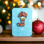 luxe kerstkaart met houten kerstboom hanger - merry christmas - sok met snoepgoed