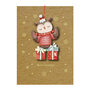 luxe kerstkaart met houten kerstboom hanger - merry christmas - uil
