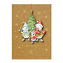 luxe kerstkaart met houten kerstboom hanger - merry christmas - sneeuwpoppen bij kerstboom