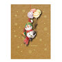 luxe kerstkaart met houten kerstboom hanger - merry christmas - sneeuwpop met ballonnen