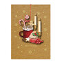 luxe kerstkaart met houten kerstboom hanger - merry christmas - chocomel met cupcake