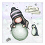 luxe kerstkaart Gorjuss - merry christmas - sneeuwbal pinguin