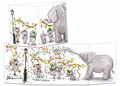 uitklapbare nieuwjaarskaart cache-cache - happy new year - muis en olifant