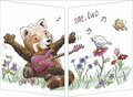 uitklapbare verjaardagskaart cache-cache - muziek makende dieren